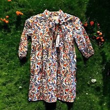 NEW Coco AU Lait Girls Dress Size 10 Hummingbird Long Sleeve Calico Button Up picture