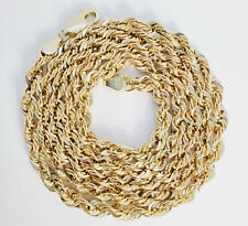 Real 10K Solid Yellow Gold 2mm-5mm Diamond Cut Rope Chain Necklace 16
