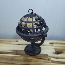 Antique Japanese Rare Old Five Continents Globe Lighting Lantern, Cast Iron 15