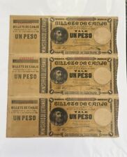 1895 PUERTO RICO  BILL .. “BILLETE DE CANJE” PAPER MONEY - SHEET OF 3 BANKNOTES picture