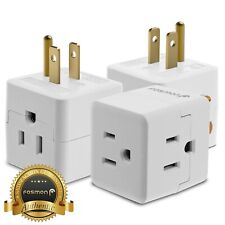 [3 PACK] 3 Outlet Extender Indoor Grounded AC Power Wall Tap Travel Adapter Plug picture