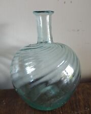 South Jersey Swirl Bottle, Pontil, Aqua Glass 5 1/2