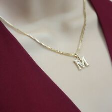 14K Gold Plated Initial Letter Name Pendant Necklace with Chain. Oro Laminado picture