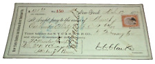 MARCH  1872 NEW YORK CENTRAL & HUDSON RIVER RAILROAD NYC CHECK TO PFW&C RAILROAD picture