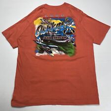 Vtg 1995 Osh Kosh 43rd Annual Fly In Air Show Peach Plane Graphic Tee Size L USA picture