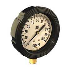 Span Lfs-220-4000-G Pressure Gauge, 0 To 4000 Psi, 1/4 In Mnpt, Black picture