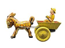 Vintage Louis Marx Balky Mule Cart & Donkey Tin Lithograph Wind-Up Toy picture