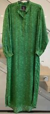 RES IPSA Exquisite Silk Moroccan Caftan Emerald Green Maxi Dress Band Collar picture