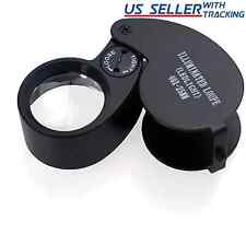 40X Magnifying Glass Jewelers Pocket Loupe Magnifier Lighted LED Jewelry Loop picture
