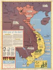 1967 Vietnam War Conflict Map Army Military History Decor Poster Print picture