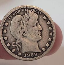 Antique 1909 Barber Quarter Dollar No Mint Mark Circulated Ungraded  picture