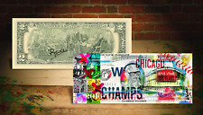 2016 CHICAGO CUBS World Champions Wrigley $2 Bill HAND-SIGNED by Artist RENCY picture