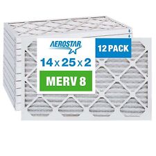 Aerostar 14x25x2 MERV 8 Air Filter, 12 Pack (13 1/2