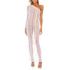 MICHAEL COSTELLO x REVOLVE Sofia One Shoulder Lace Gown Maxi Dress White Sz XS picture