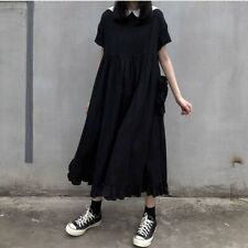 Japanese Style Girl Black Dress Plus Size Preppy Style Puff Sleeve Doll Collar picture