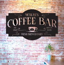 Personalized Coffee Bar Metal Sign,Custom Coffee Sign,Cafe Decor,Coffee Time picture