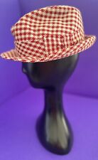 Vintage Red Houndstooth Bear Bryant Wool Tweed Fedora Hat SALE picture