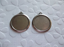 Vintage Style 18mm Round Oxidized Silver Plated Simple & Elegant Settings Qty 2 picture