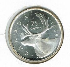 1965 Canadian Brilliant Uncirculated Proof Like Silver Caribou 25 Cent Coin picture