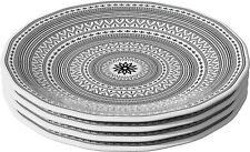 American Atelier Melamine Plates Set Of 4 9-Inch - Moroccan Black/White Design picture