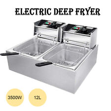 12L 3500W Electric Deep Fryer Dual Tank Basket Commercial Restaurant Stainless  picture