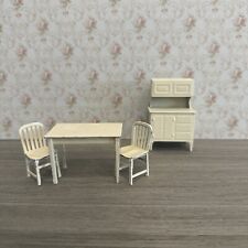 Antique 1930s Tootsie Toy Dollhouse Miniature Kitchen Table, Two Chairs & Hutch picture