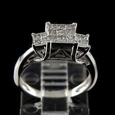 Estate 1/2Ct Princess Diamond Invisible Setting 10K Solid White Gold Ring picture
