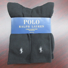 Polo Ralph Lauren Classic Sport Crew Socks Black Men’s 6-12.5 NWT 6 Pack picture