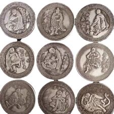 Ancient Chinese Eighteen Arhats Silver Dollars Silver Antiques Silver Coins 18PC picture