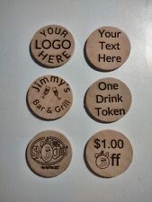 50 Customizable Drink Tokens Laser Etched Wood & American Made picture