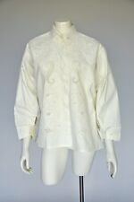 Antique teens 1900s 1920s White Hand Embroidered Linen Heirloom Shirt Blouse S-L picture