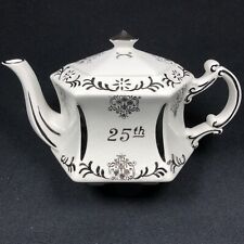 Vintage Ellgreave Genuine Ironstone Teapot & Lid 25th Anniversary White picture