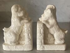 Vintage Precious Ivory Ceramic Puppy Bookends picture