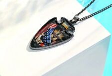 1pc Creativity American Flag And Cross Pattern Necklace, Geometric Triangle... picture