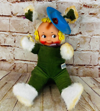 vtg knickerbocker kewpie rubber face plush bunny doll w plastic hat 12