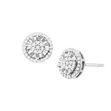 Finecraft 1/4 cttw Diamond Halo Stud Earrings in Sterling Silver picture