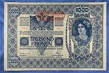 Austria 1902 - 1000 Kronen - 1919 Overprint - P-61.2 - Estimated EF picture