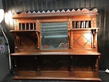 Architectural Salvage Organ Top Shelf with Beveled Mirror  3 tier  wood Shelf picture