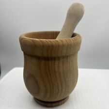VINTAGE Wooden Mortar & Pestle Set Apothecary Made In France picture