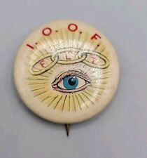 Antique International Order Odd Fellow FLT Eye Pinback Pioneer NOV MFG CO NY  picture
