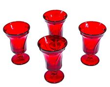 Set of 4 Fostoria Jamestown Red Ruby Footed Iced Tea Glasses Goblets 6” picture