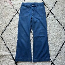 VINTAGE US Navy Military Jeans Mens 32X30 Blue Denim Bellbottoms Utility Trouser picture