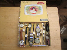 Vintage Watch Lot For Parts or Repair old cigar box TIMEX CARAVELLE lorus americ picture