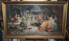 BREATHTAKING OVER SIZED VICTORIAN ERA OLEOGRAPH OF LOUIS XIV COURT SALON FRAMED picture
