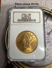1904-P $20 Gold Liberty Double Eagle PCGS MS62 choice graded coin RP-118 picture