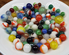 100 VTG MARBLE KING MARBLES RAINBOWS/CAT EYES/SHOOTER.52-.88 INCH COMBINED SHIP picture
