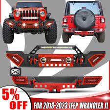 Aaiwa For 18-23 Jeep Wrangler JL Steel Front/Rear Bumper W/Winch Plate & Lights picture