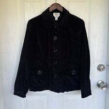 Vintage Talbots Black Velvet Jacket Women Sz 12 Large Blazer Career Pockets 90s picture