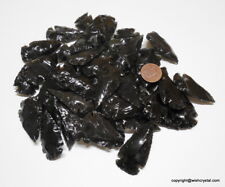 50 PCS LOT OF ARROWHEADS SPEARHEAD BLACK OBSIDIAN FLINT STONE COLLECTION picture