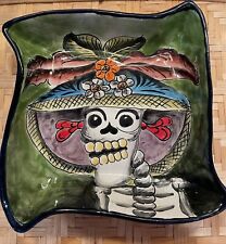 Majolica Mexico Vintage“Day Of The Dead”Serving Tray- Very Unique- Whimsical picture